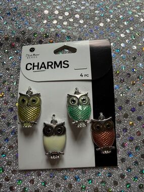 Blue Moon Beads Owl Charms - Multi-Color Enamel Set (4 Pc)